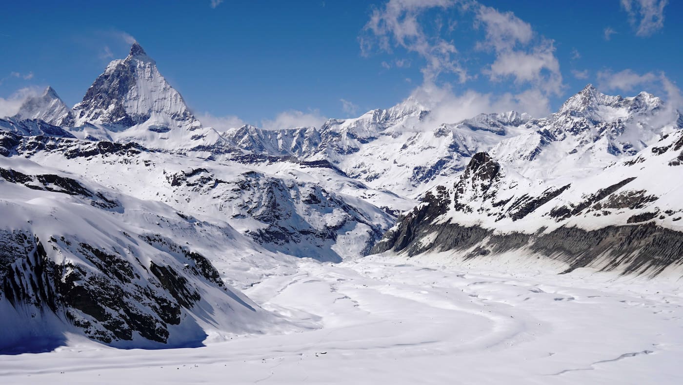 Monte Rosa Runde: Über den Gornergletscher führt die Abfahrt zurück nach Zermatt 