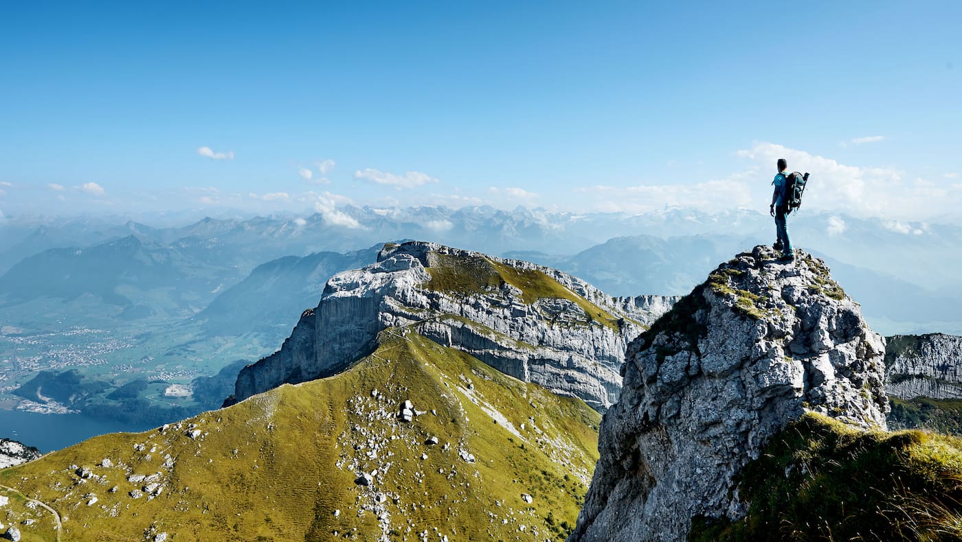 Wanderer am Pilatus (2.128 m) in der Schweiz