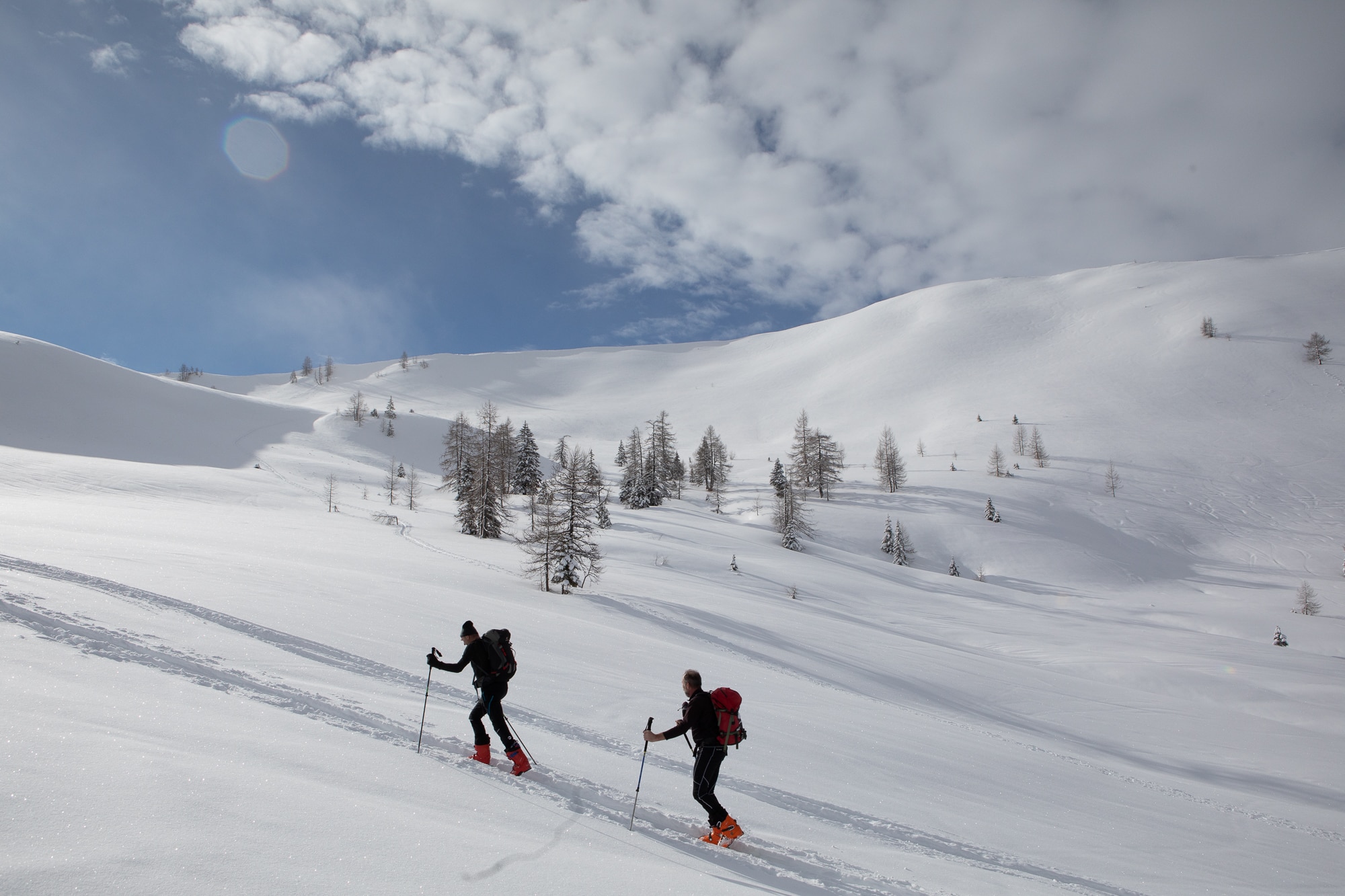 Skitourengeher am Weg aufs Kreuzeck