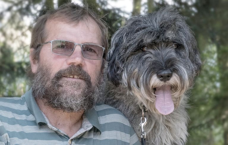 Zwei Schnauzer durchwandern die Schweiz