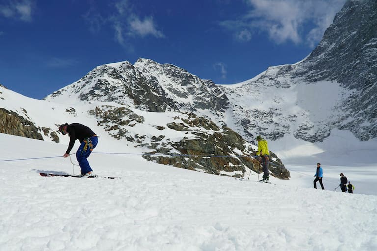 Spaltenrettung am Gletscher: Mannschaftszug