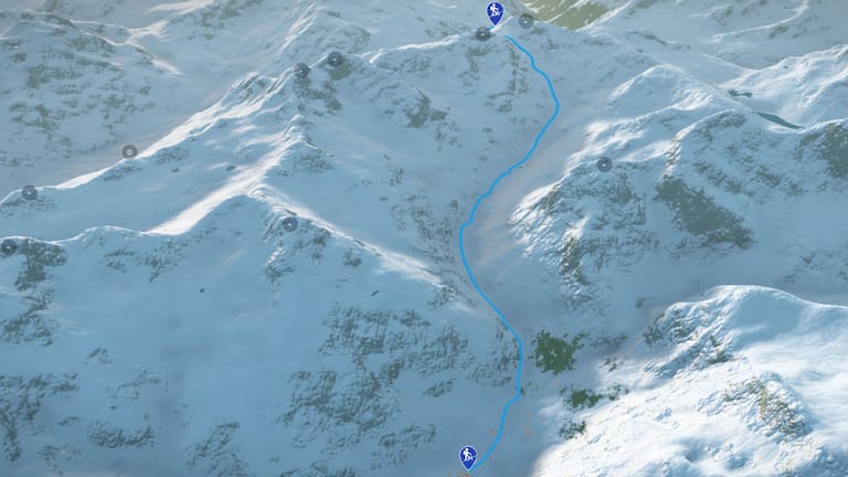 3D-Kartenausschnitt der Skitour aufs Chüealphorn in den Albula Alpen in Graubünden