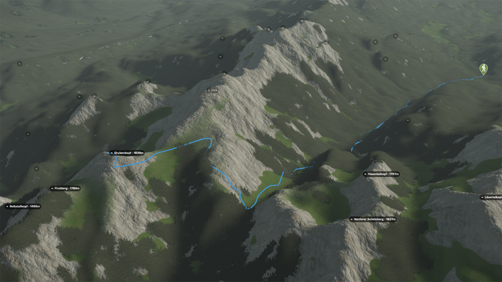 3D-Kartenausschnitt: Wanderung Grubenkopf 