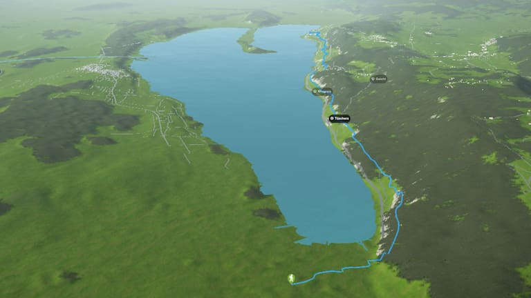 3D-Kartenausschnitt der Wanderung durch die Rebberge am Bielersee im Kanton Bern
