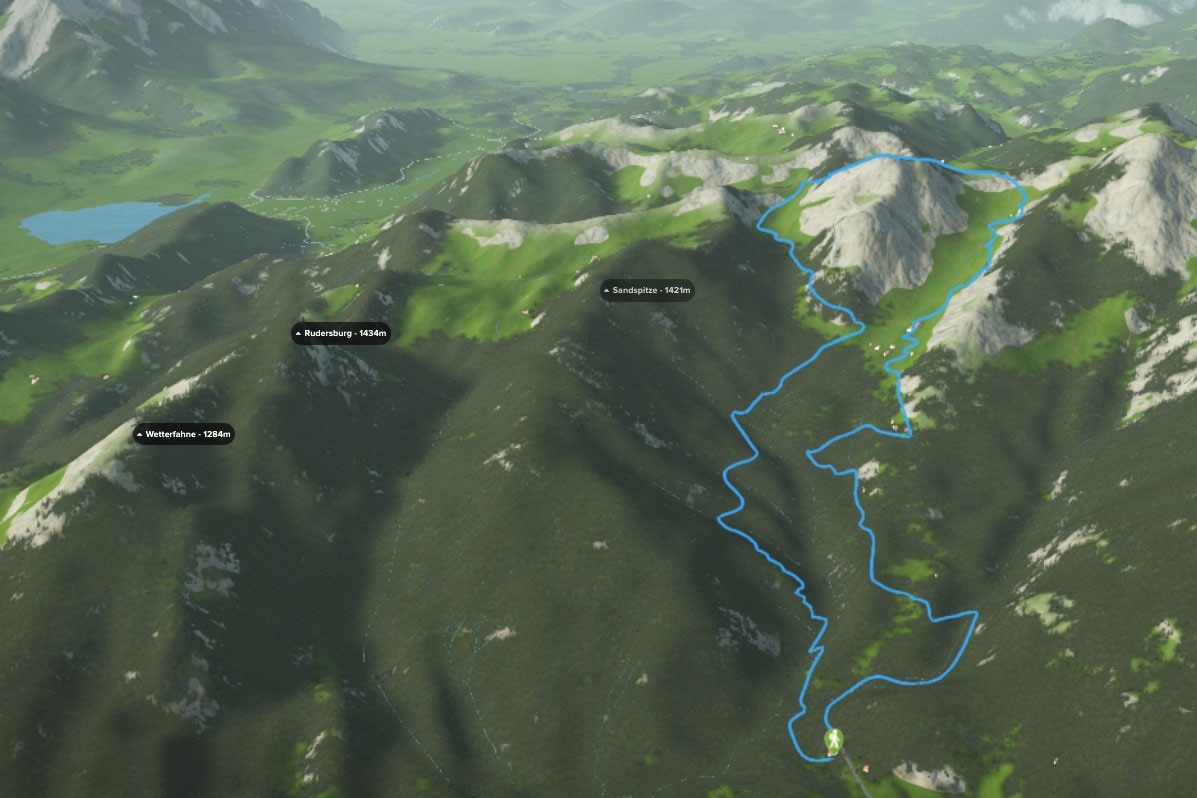 3D-Kartenausschnitt der Rundwanderung auf den Breitenstein in Bayern