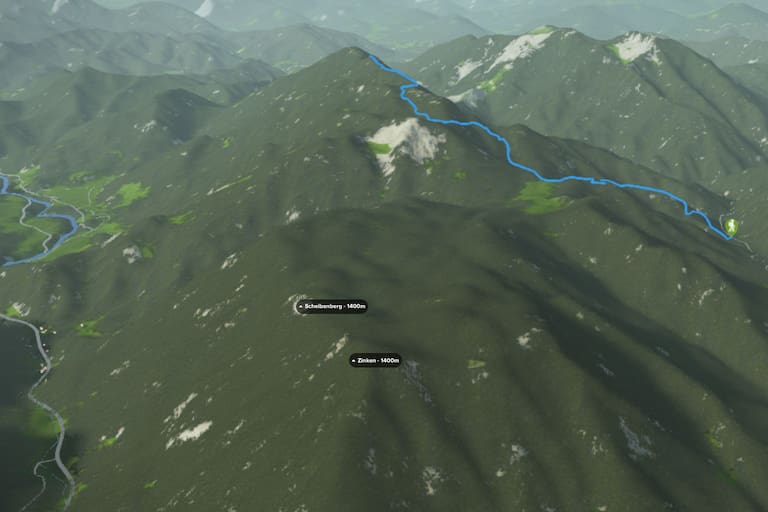 3D-Kartenausschnitt der Bergtour auf Gamsstein und Hochkogel in den Nördlichen Kalkalpen