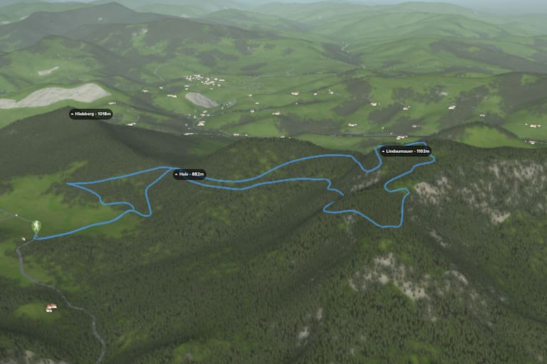 Bergwelten: 3D-Kartenausschnitt der Wanderung auf die Lindaumauer