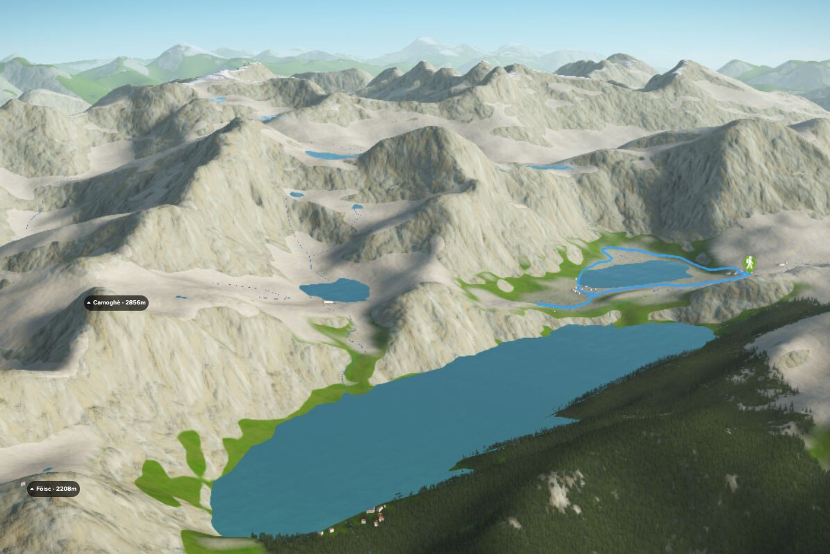 3D-Kartenausschnitt der Wanderung entlang des Naturlehrpfads Pioratal