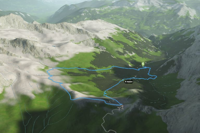 3D-Kartenausschnitt der Wanderung durchs Reichenbachtal im Berner Oberland