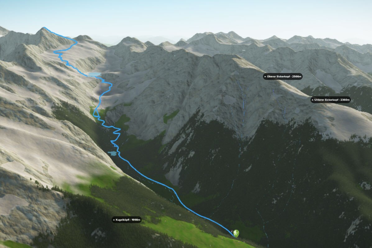 3D-Kartenausschnitt der Bergtour aufs Säuleck im Nationalpark Hohe Tauern in Kärnten