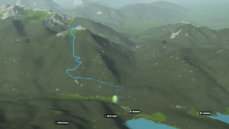 3D-Kartenausschnitt der Wanderung auf den Simetsberg am Walchensee in Bayern