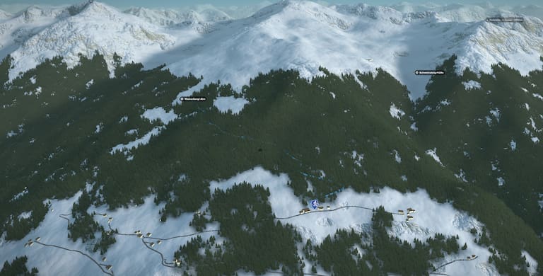 3D-Kartenausschnitt der Schneeschuhtour Riemerberglalm