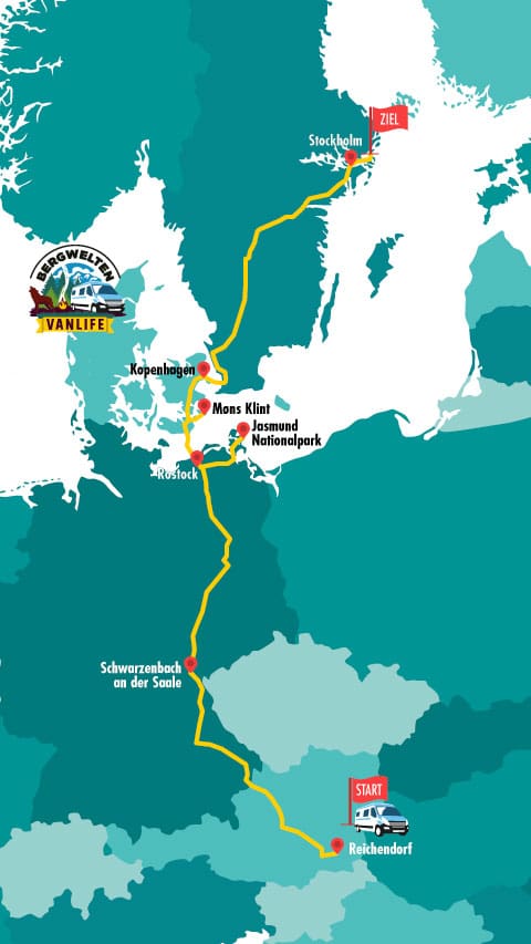 Lauras Route von Österreich nach Schweden im Überblick