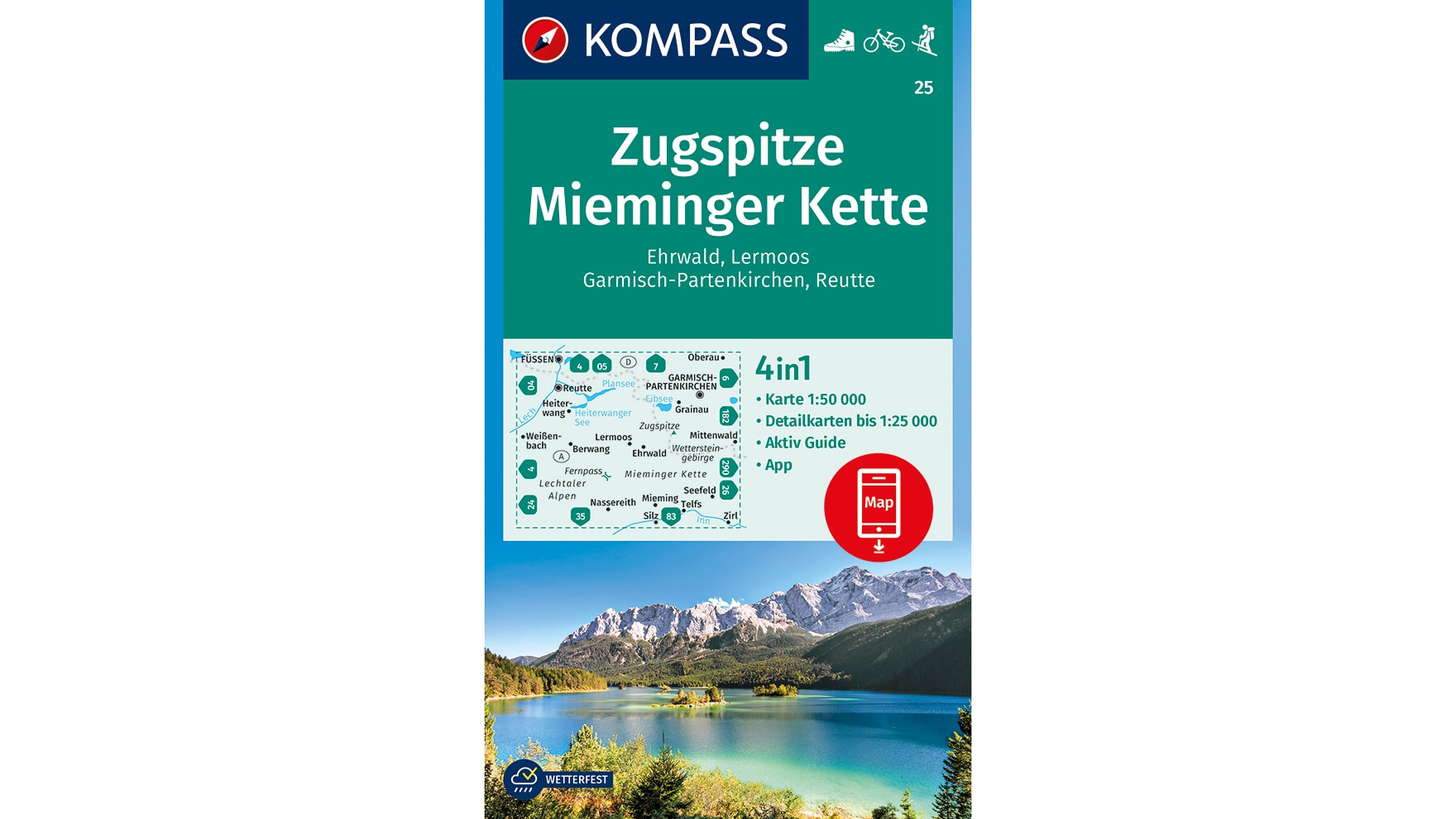 Die passende Wanderkarte zur Tour: Zugspitze, Mieminger Kette WK 25