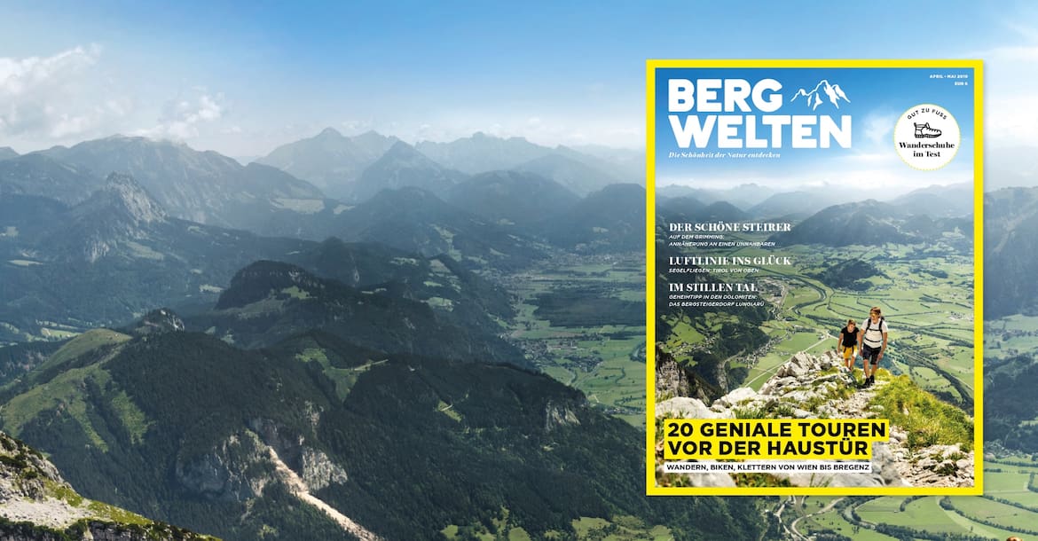 Jetzt überall im Zeitschriftenhandel – das Bergwelten Magazin (April/Mai 2019)