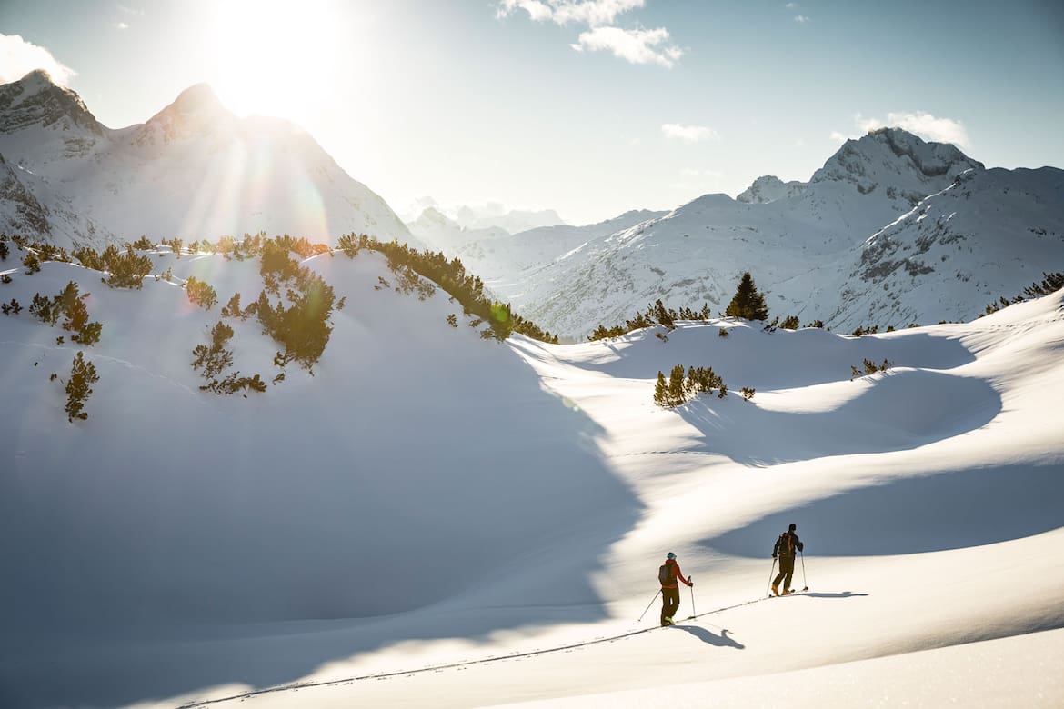 Scheinbar unendliche Skihänge im Arlberggebiet