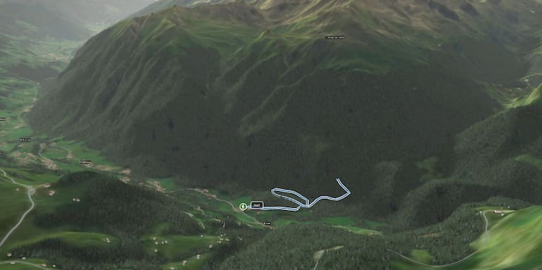 3D-Kartenausschnitt der Wasserfalltour zum Gößnitzfall