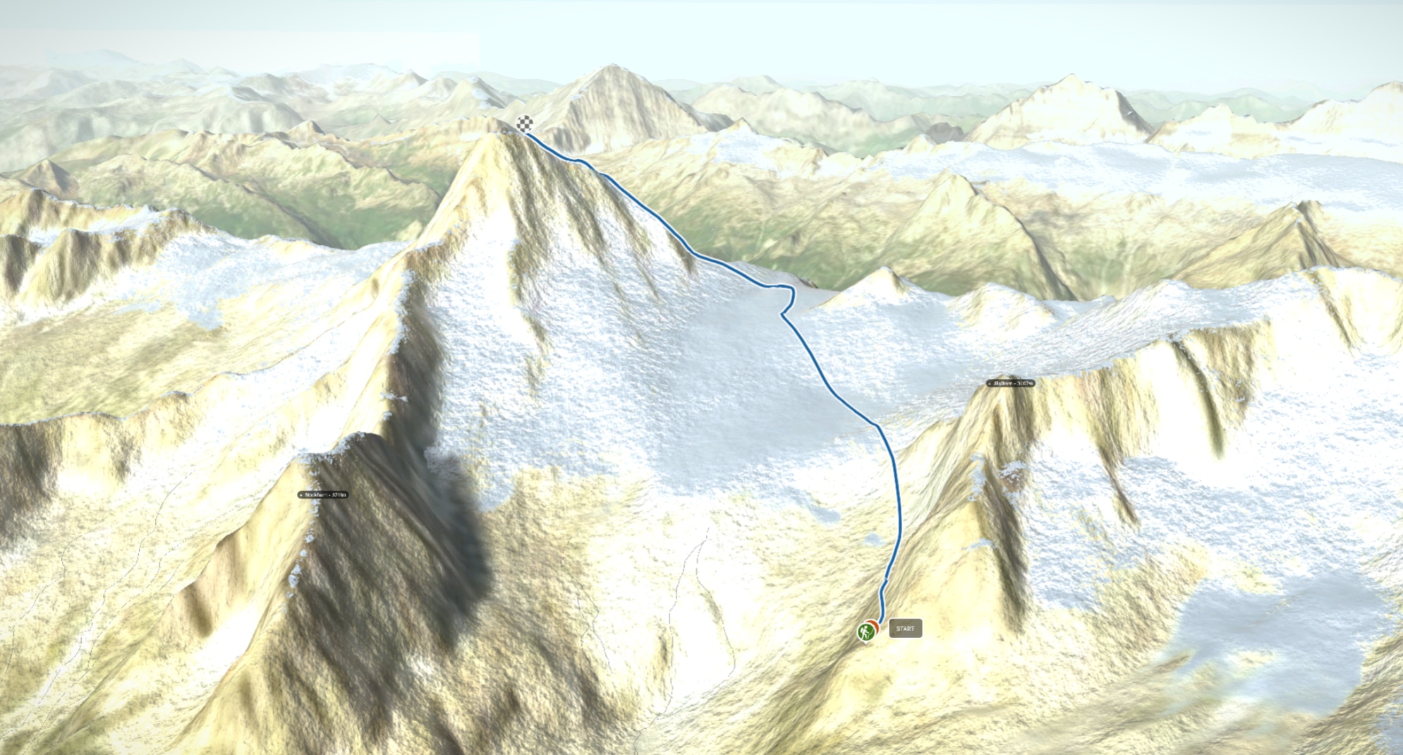 3D-Kartenausschnitt der Hochtour Bietschhorn (3.934 m)