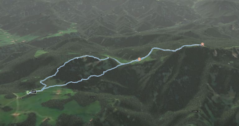 3D-Kartenausschnitt der Wanderung zum Reisalpen-Schutzhaus in den Gutensteiner Alpen