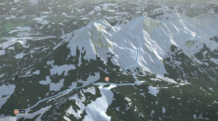 3D-Kartenausschnitt der Skitour auf den Scheiblingstein (2.197 m)