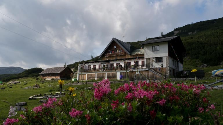 Die auf 1.738 m Höhe gelegene Gjaid-Alm am Krippenstein in Oberösterreich sucht neue Pächter 