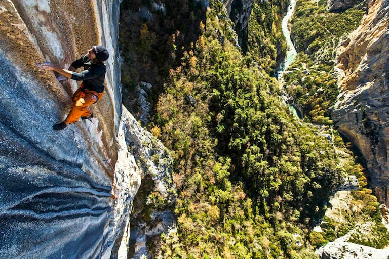 Stefan Glowacz beim Klettern in Verdon