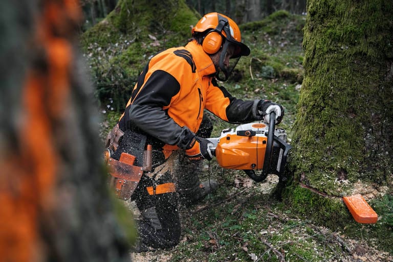 Eine leistungsstarke Motorsäge - wie die MS 400 C-M von STIHL - ist eines der wichtigsten Geräte für die Forstarbeiten.