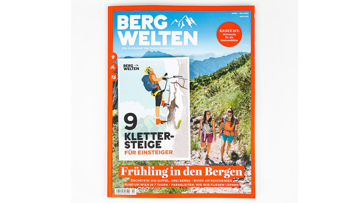 Bergwelten-Magazin plus kostenlose Klettersteig-Fibel