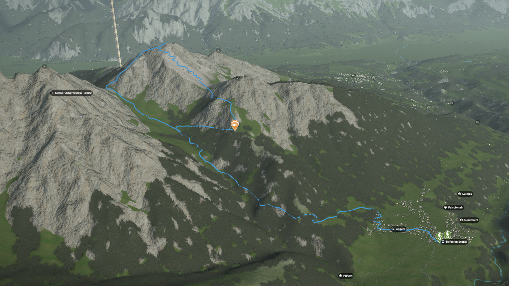 3D-Kartenausschnitt: Wanderung zur Saile von Telfes 