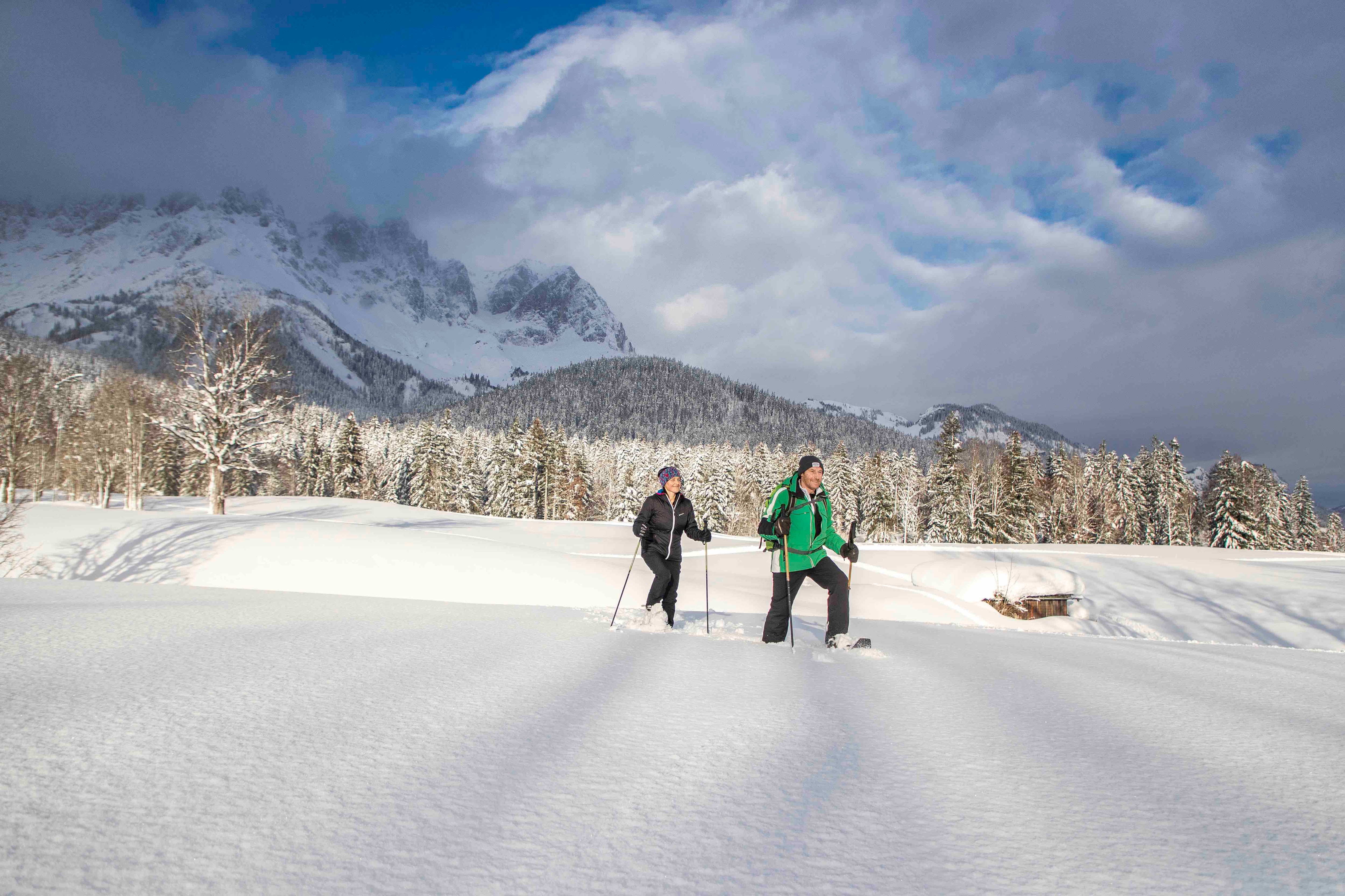 Traumhafte Wintertouren in den Bergen Österreichs, wie hier in Going am Wilden Kaiser.
