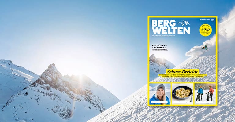 Überall im Zeitschriftenhandel: Das Bergwelten Magazin (Dezember/Januar 2018/19) 