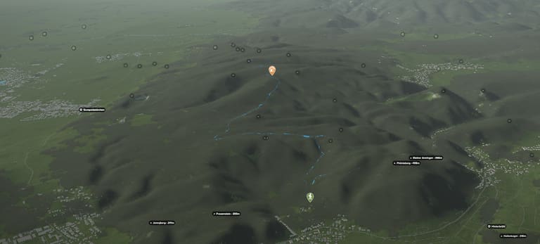 3D-Kartenausschnitt der Rundwanderung auf den Anninger (675 m) in Niederösterreich