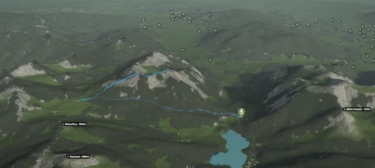 3D-Kartenausschnitt der Wanderung auf die Brecherspitze