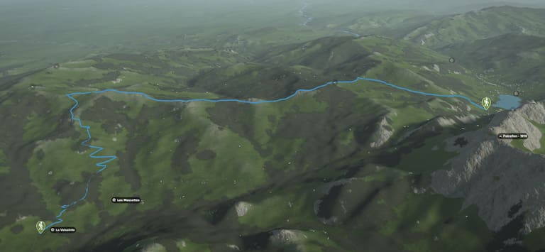 3D-Kartenausschnitt der Wanderung zum Schwarzsee in den Freiburger Voralpen