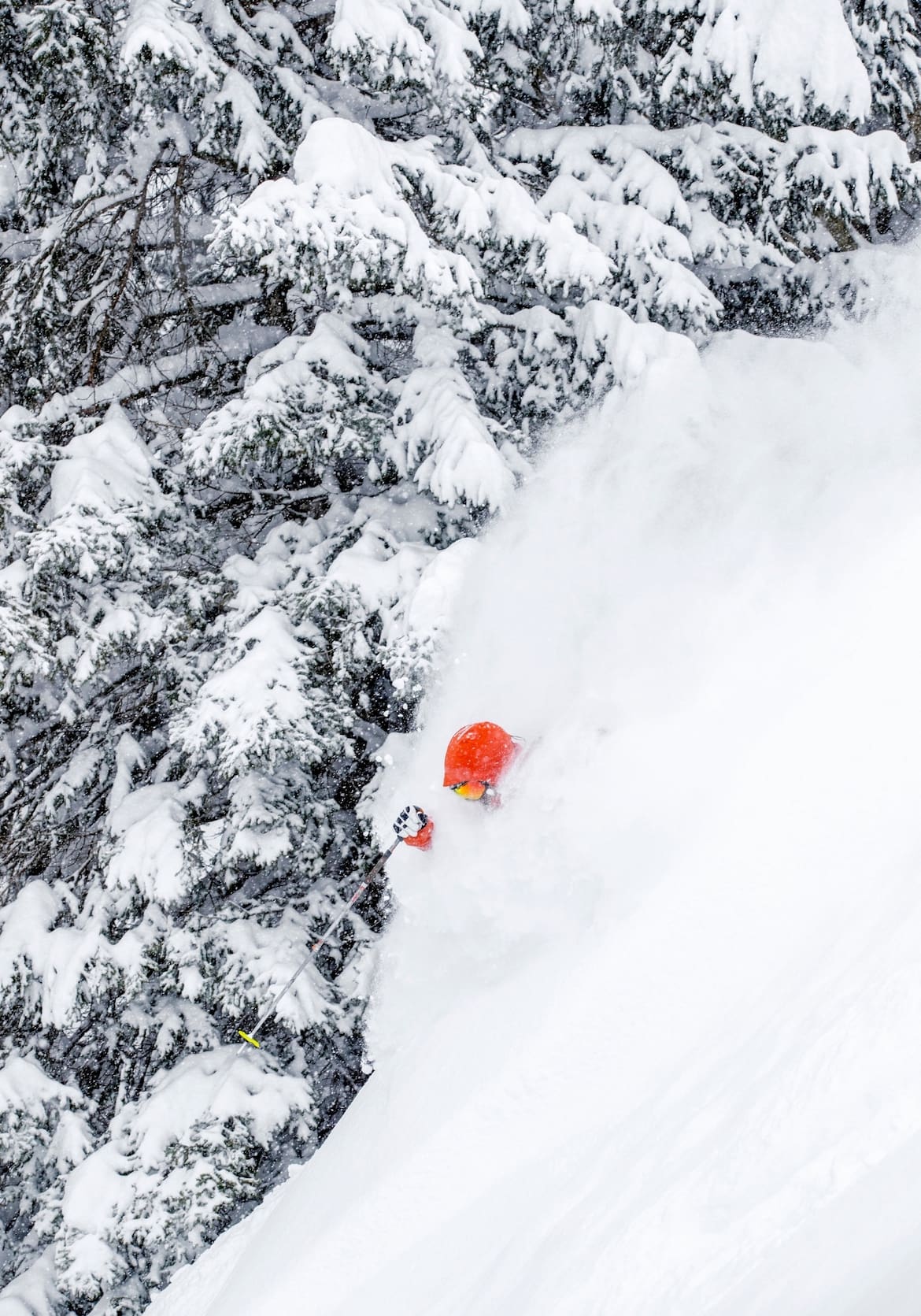 Ein Freerider bedeckt von Schnee.