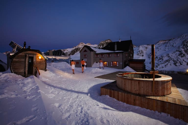 Außensauna: Schutzhütte Schöne Aussicht in Südtirol