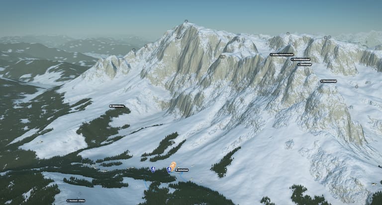 3D-Kartenausschnitt der Schneeschuhwanderung am Fuße des Hochkönig (2.941 m)