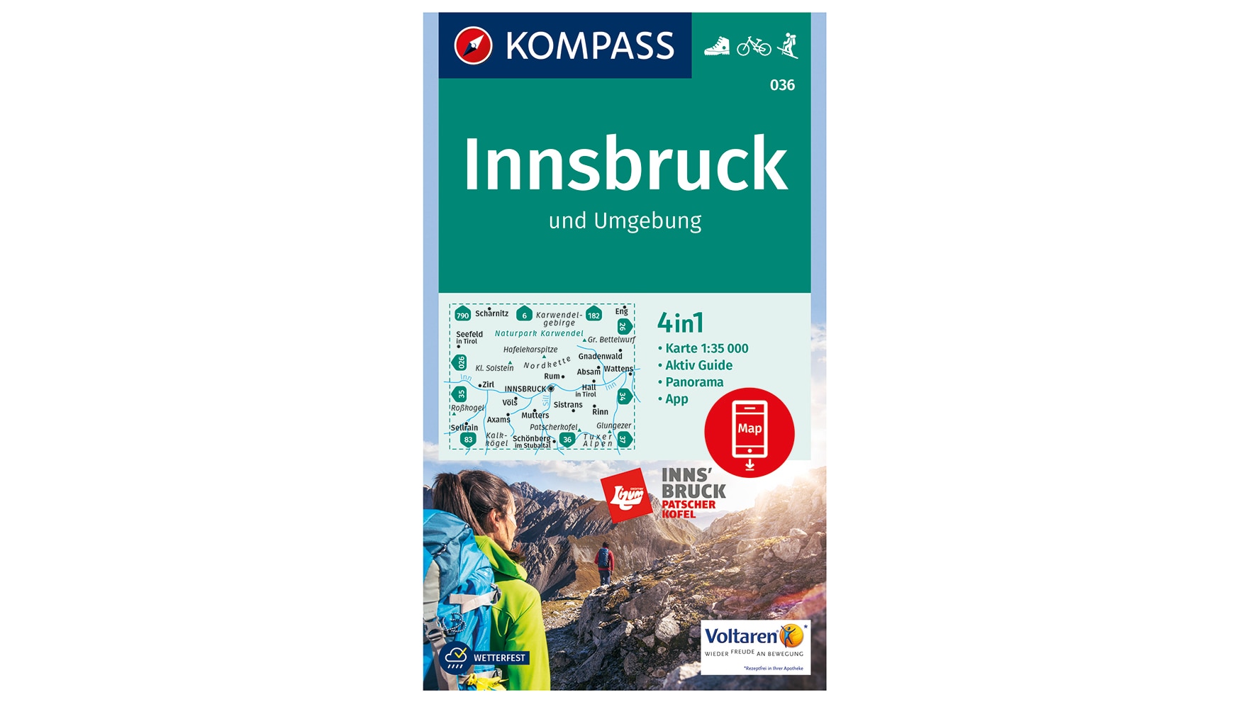 Innsbruck und Umgebung: 3in1 Wanderkarte 1:35000 mit Aktiv Guide und Panorama