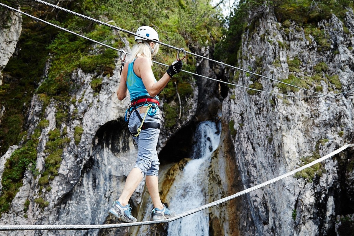 Der Seebener Klettersteig oberhalb von Ehrwald ist nichts für schwache Nerven