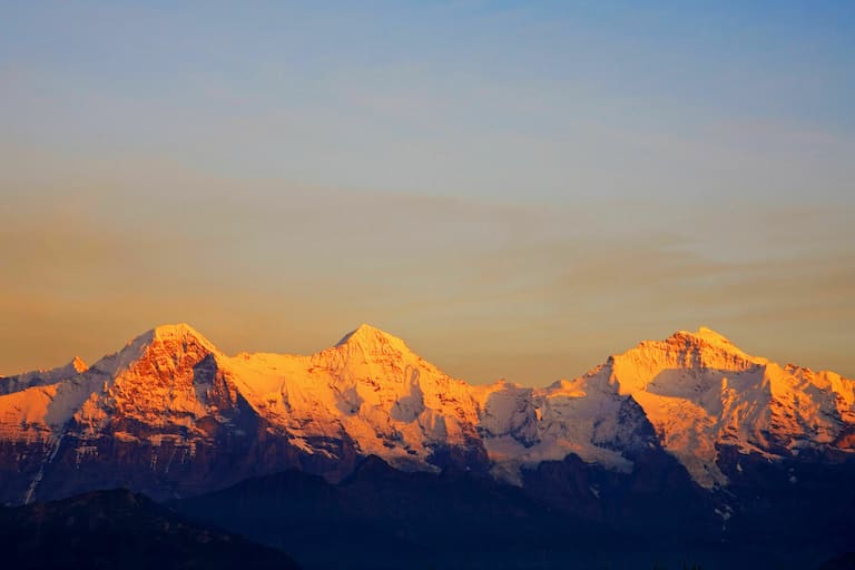 Dreiergruppe: Eiger, Mönch und Jungfrau in den Berner Alpen in der Schweiz