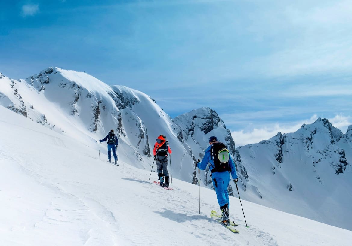 Die Skitourengruppe beim Aufstieg Richtung Brandjöcher