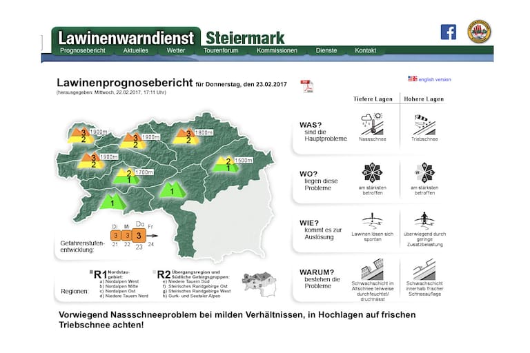 Lawinenprognosebericht vom LWD-Steiermark