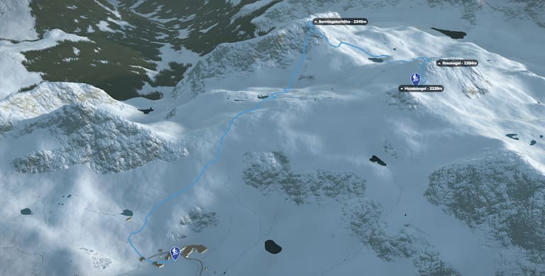 3D-Kartenausschnitt der Rundtour bei Obertauern