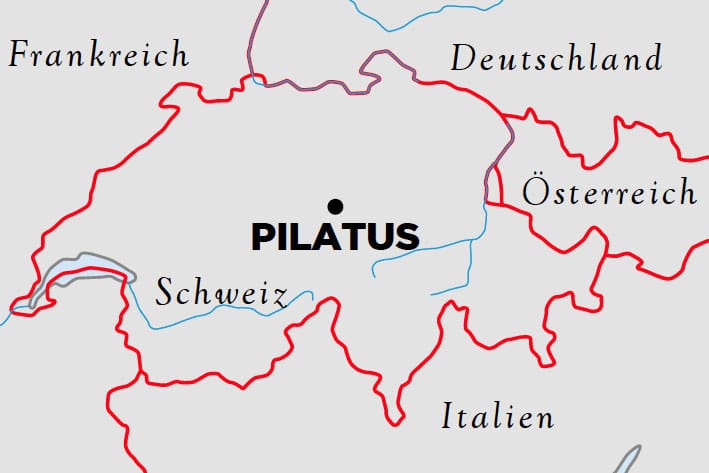 Karte: Lage des Pilatus bei Luzern in der Schweiz