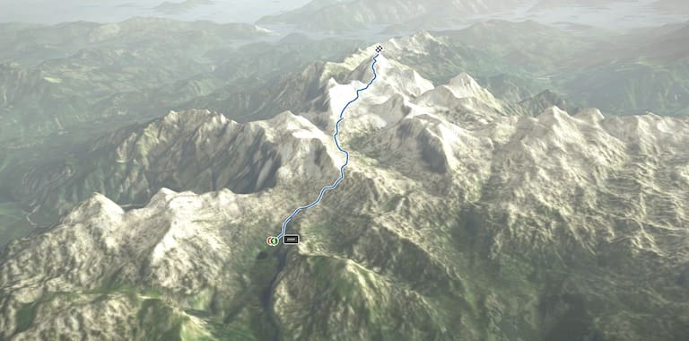3D-Kartenausschnitt der Wanderung auf den Großen Priel (2.515 m) von der Pührignerhütte aus