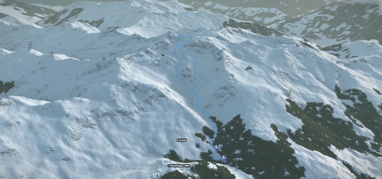 3D-Kartenausschnitt des Skitour auf den Rastkogel