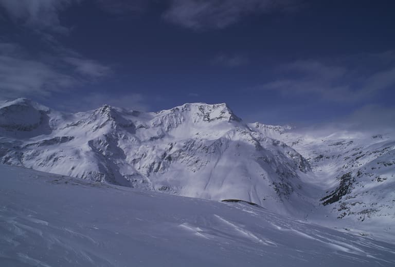 Blick vom Kreuzkogel (2.688 m) in Richtung Schareck, Mölltaler Gletscher