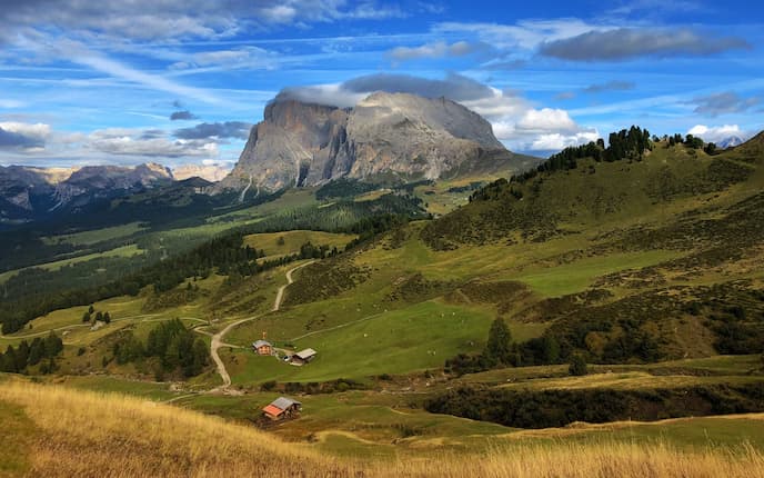 Seiser Alm mit Langkofelgruppe