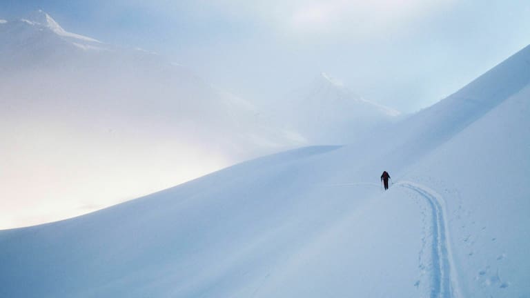 Wintersport: Skitourengeher im freien Gelände