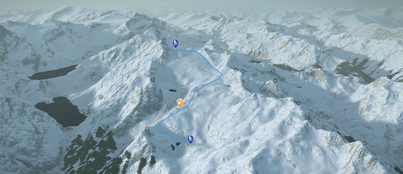 3D-Kartenausschnitt der Skihochtour auf das Kitzsteinhorn